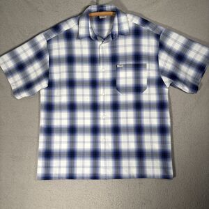 Caltop Shirt Men XXL Blue Black White Windowpane Plaid Skater Grunge Dadcore Y2K